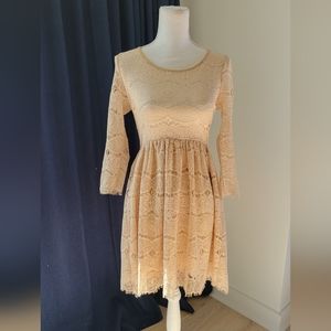 MALLOY | Cream Lace Tea Dress